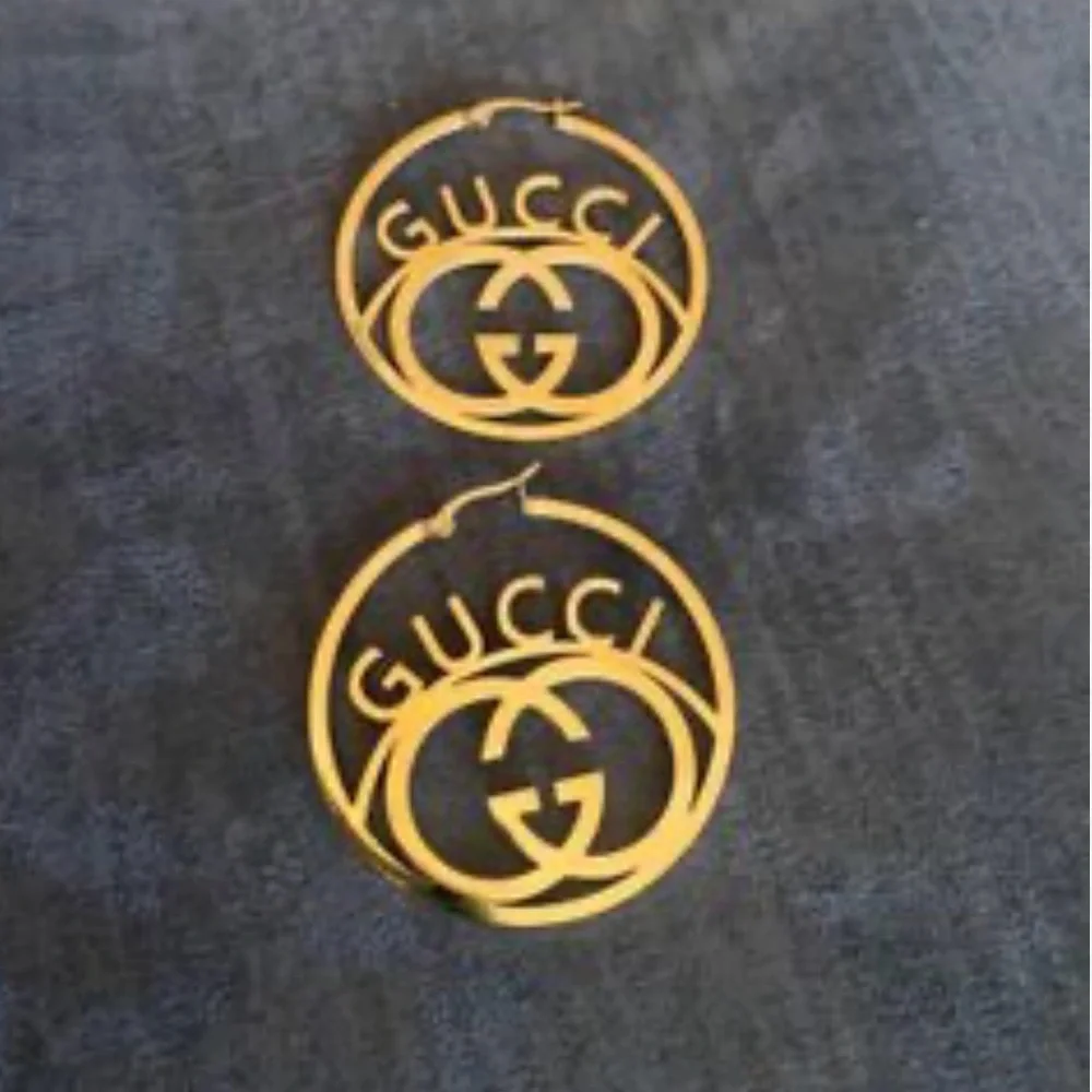 Gold Plated Double G Interlocking Logo Hoop Earrings